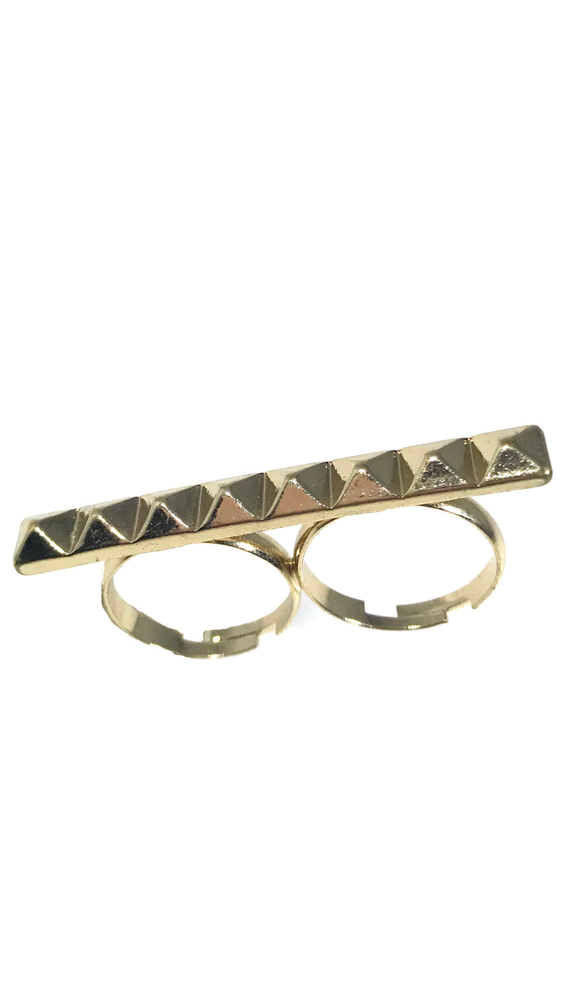 Buy Double Finger Bar Ring, Two Finger Ring, Knuckle Duster Ring, Gold Bar  Ring, Mustache. Online in India - Etsy